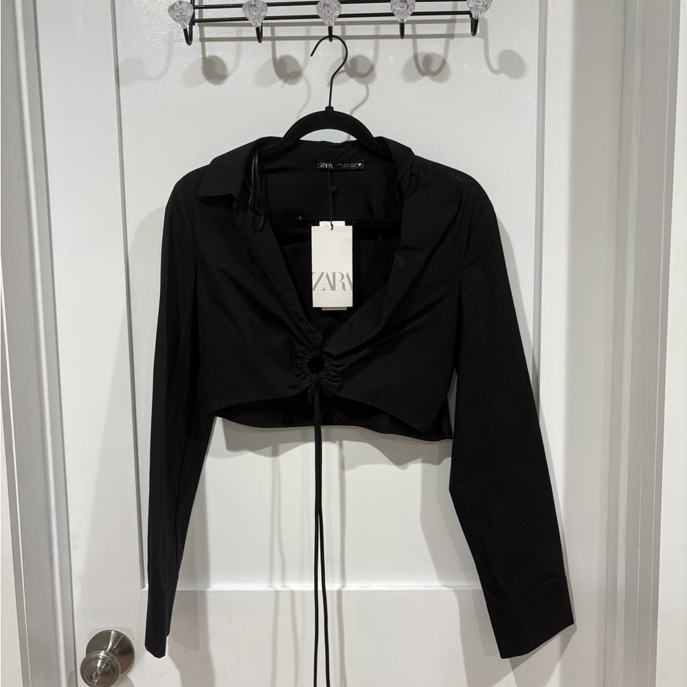 Zara Black Long Sleeve Blouse